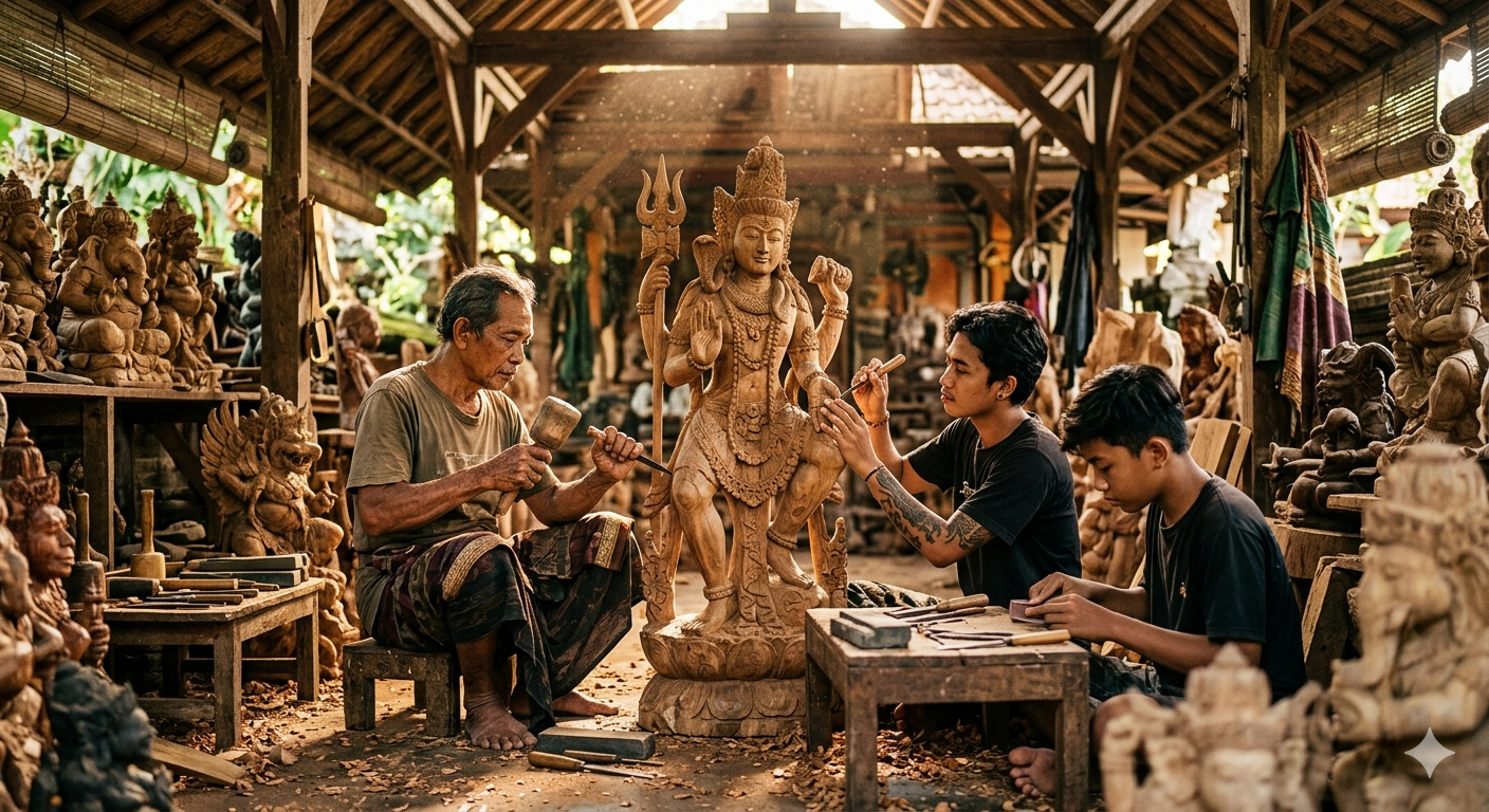 How Balinese Wood Carvings Are Made in Mas Village